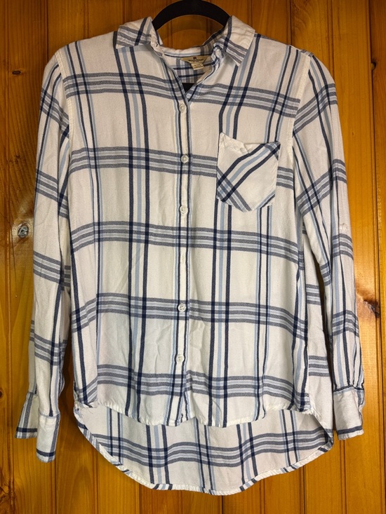 Woolrich Tops - Woolrich Women's Blue and Cream Plaid Button-Down Shirt